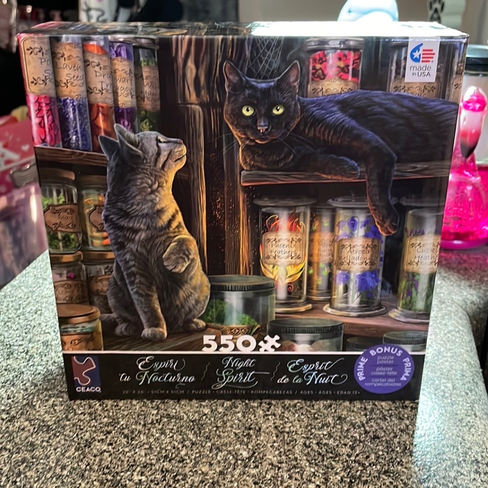 NEW JIGSAW PUZZLE; 550 PIECES LISA PARKER NIGHT SPIRT: APOTHECARY CATS